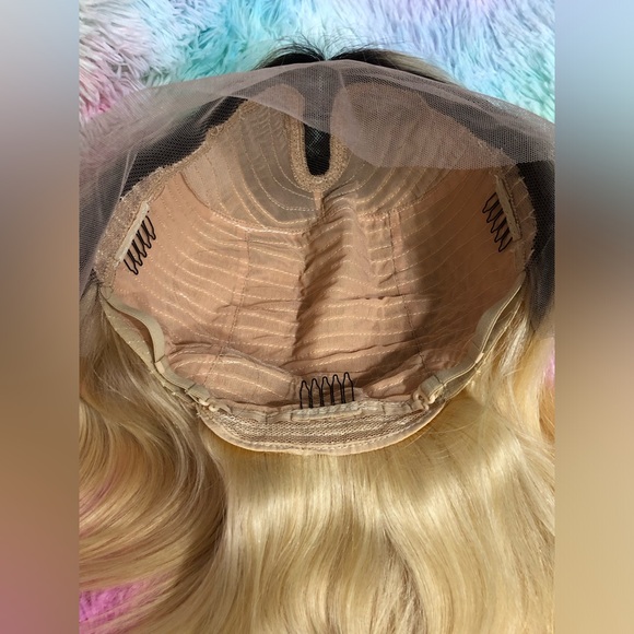 Ombre Blonde Wig HD Lace Front 100% Human Hair 1B/613 Dark Root T Part 12”Wig - Picture 10 of 11